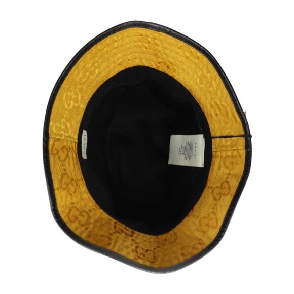 Gucci Bucket Hat GG Nylon Leather Yellow Black Off The Grid Hat main image 4